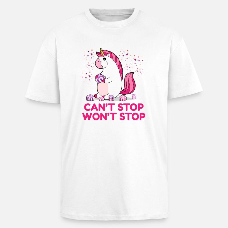 Impossible d'arrêter ne s'arrêtera pas - T-shirt unisexe oversize épais - blanc