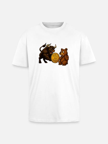Bitcoin Bull vs. Bear - Unisex Oversized Heavyweight T-shirt - white