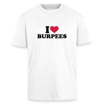 I love Burpees - T-shirt unisexe oversize épais - blanc - Devant - Alina (178cm) & Michal (187cm)