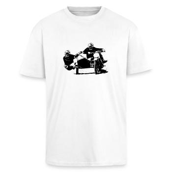 Sidecar Moto Cross - Oversized Heavyweight Unisex T-Shirt - Weiß - Vorne - Alina (178cm) & Michal (187cm)
