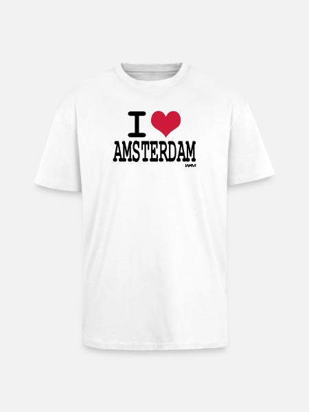 j'aime amsterdam par wam - T-shirt unisexe oversize épais - blanc