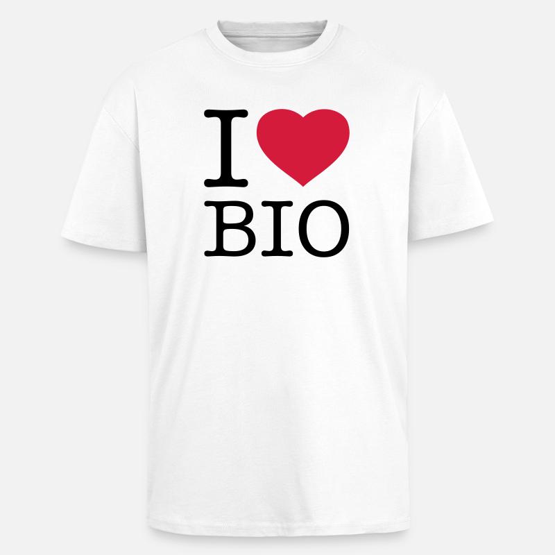 I LOVE BIO - Oversized Heavyweight Unisex T-Shirt - Weiß