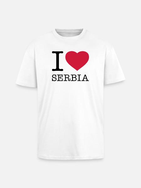 KOCHAM SERBIĘ Serbia - Gruby T-shirt unisex oversize - biały