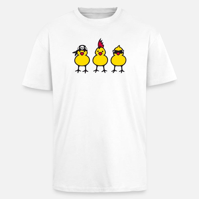 three chicks (b) - T-shirt unisexe oversize épais - blanc