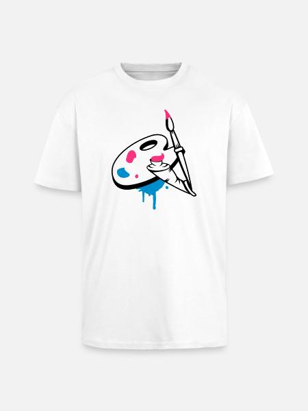 Pinsel,Farbe und Mischpalette - Oversized Heavyweight Unisex T-Shirt - Weiß