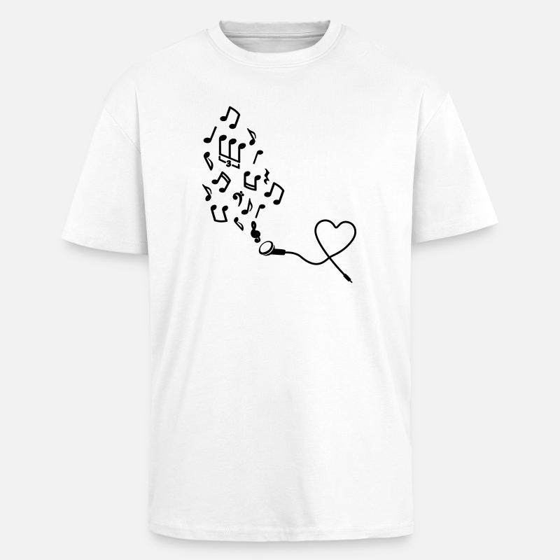 Kopfhörer mit Noten - Oversized Heavyweight Unisex T-Shirt - Weiß