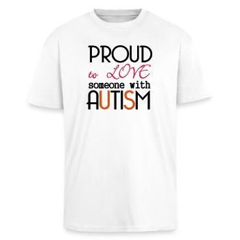 Love someone with Autism Geschenk Autismus - Oversized Heavyweight Unisex T-Shirt - Weiß - Vorne - Alina (178cm) & Michal (187cm)