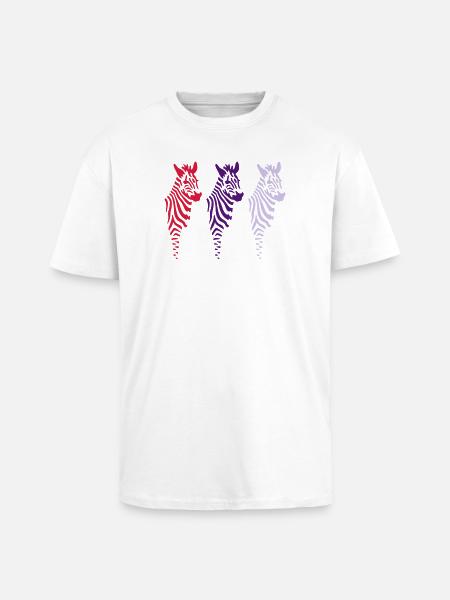 three zebras (b) - Unisex Oversized Heavyweight T-shirt - white