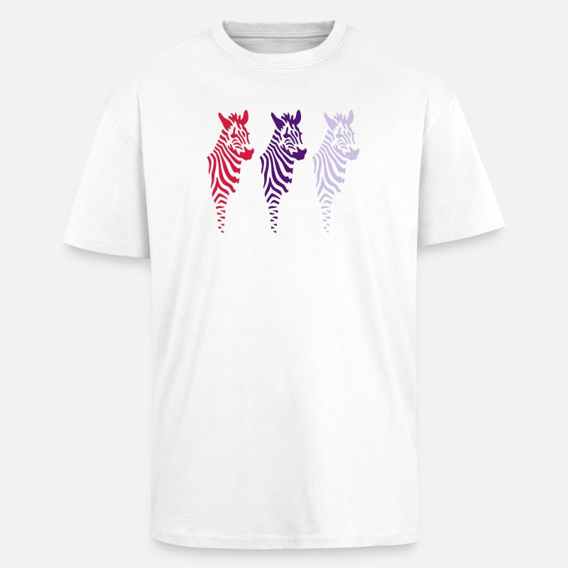 three zebras (b) - T-shirt unisexe oversize épais - blanc