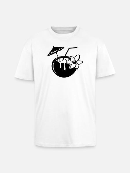Coconut milk cocktail with flower - Unisex Oversized Heavyweight T-shirt - white