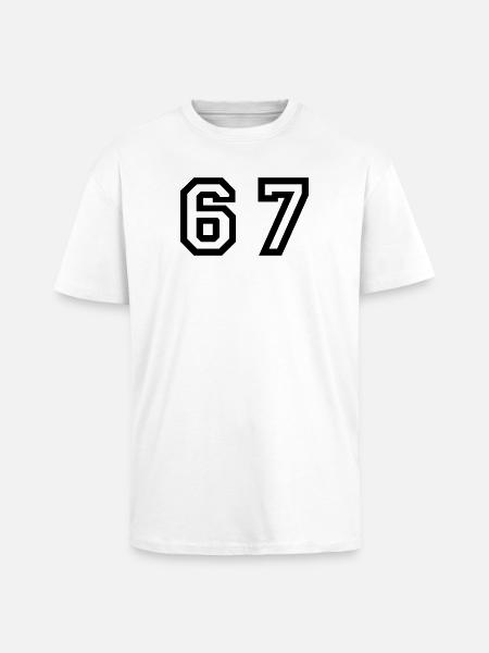 Number - 67 - Sixty Seven - Unisex Oversized Heavyweight T-shirt - white