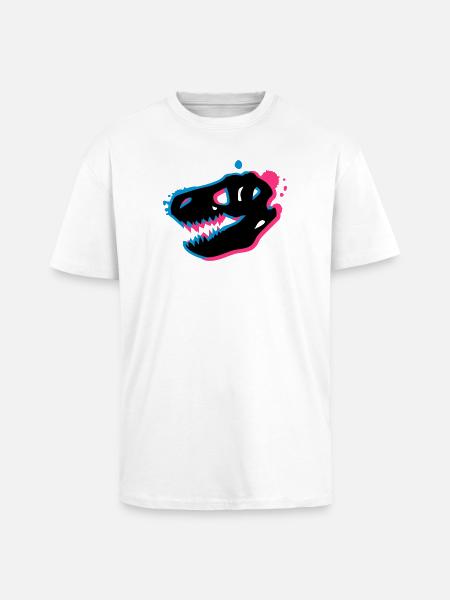 T Rex Skull 3-D - Unisex Oversized Heavyweight T-shirt - white