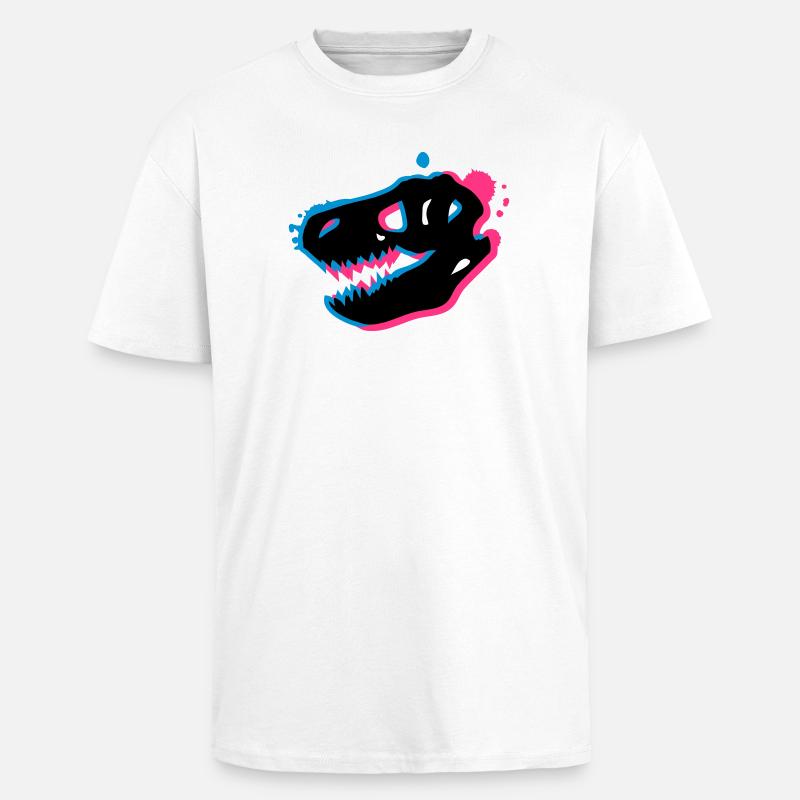 T Rex Schädel 3-D - Oversized Heavyweight Unisex T-Shirt - Weiß