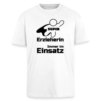 Super Erzieherin Geschenk - Oversized Heavyweight Unisex T-Shirt - Weiß - Vorne - Alina (178cm) & Michal (187cm)