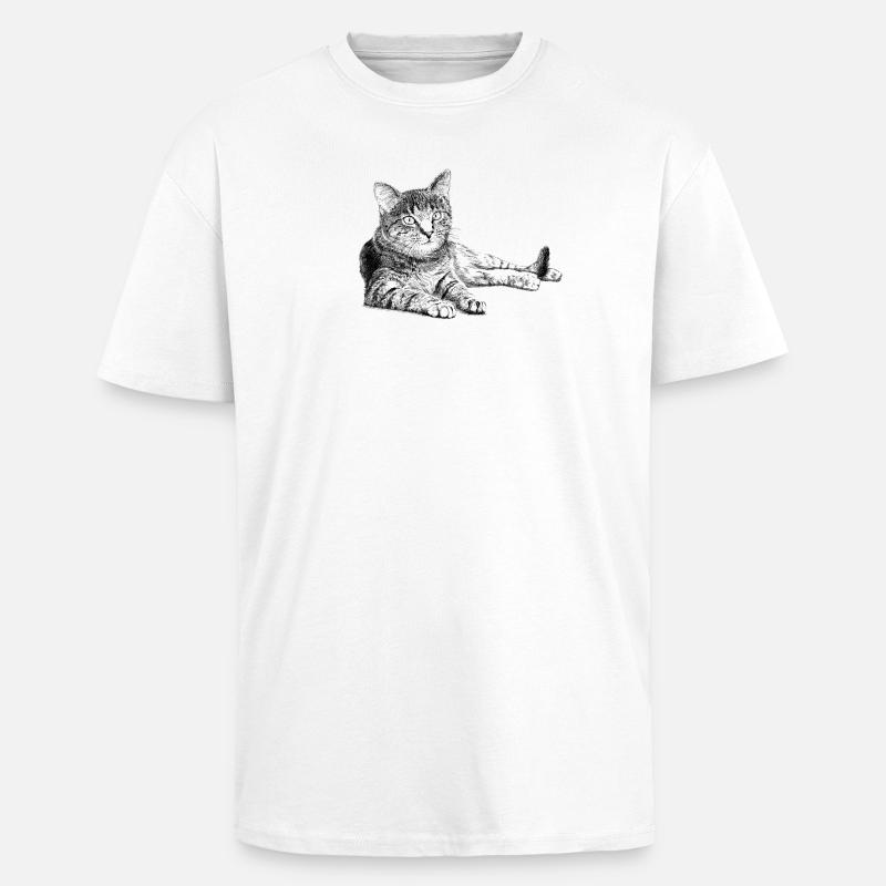 Katze - Oversized Heavyweight Unisex T-Shirt - Weiß