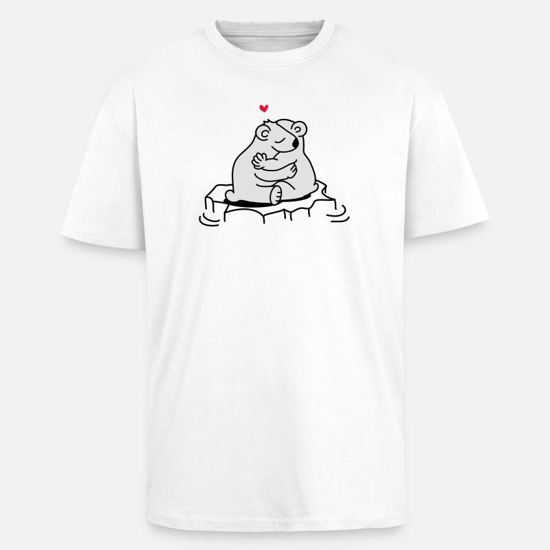 Zwei verliebte Eisbären - Oversized Heavyweight Unisex T-Shirt - Weiß