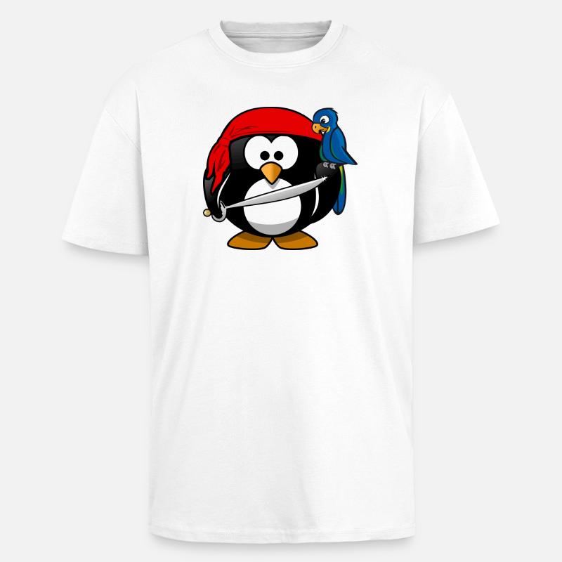 Pirat Pinguin Seeräuber - Oversized Heavyweight Unisex T-Shirt - Weiß
