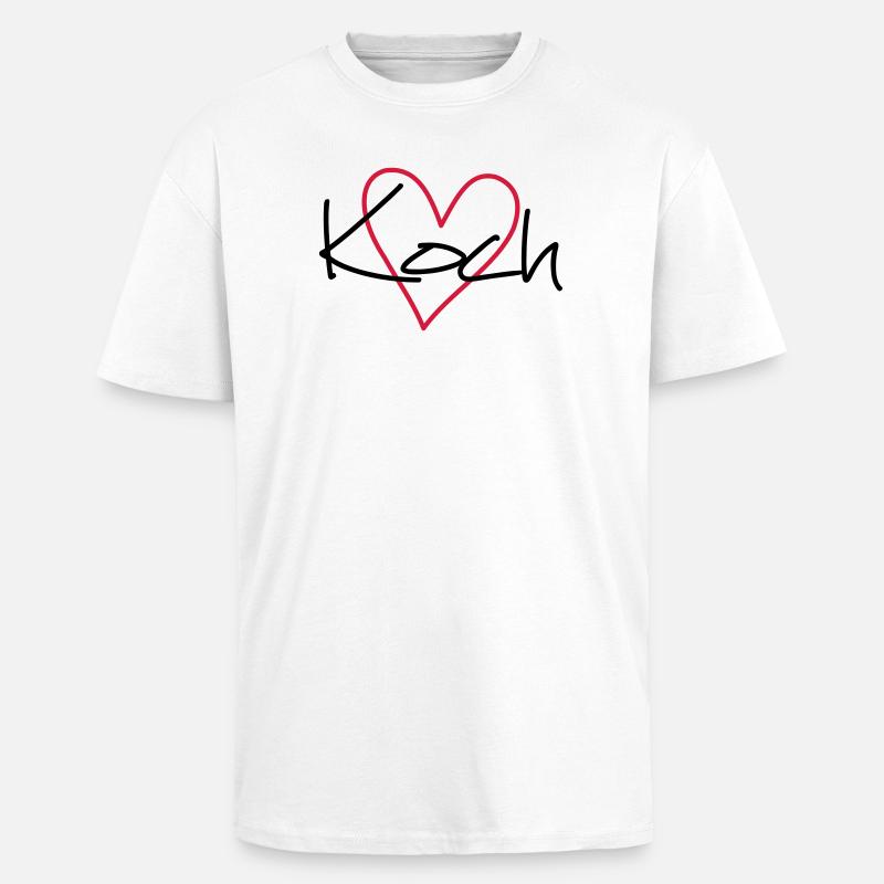 Koch Herz Hobbykoch Küche Geschenkidee - Oversized Heavyweight Unisex T-Shirt - Weiß
