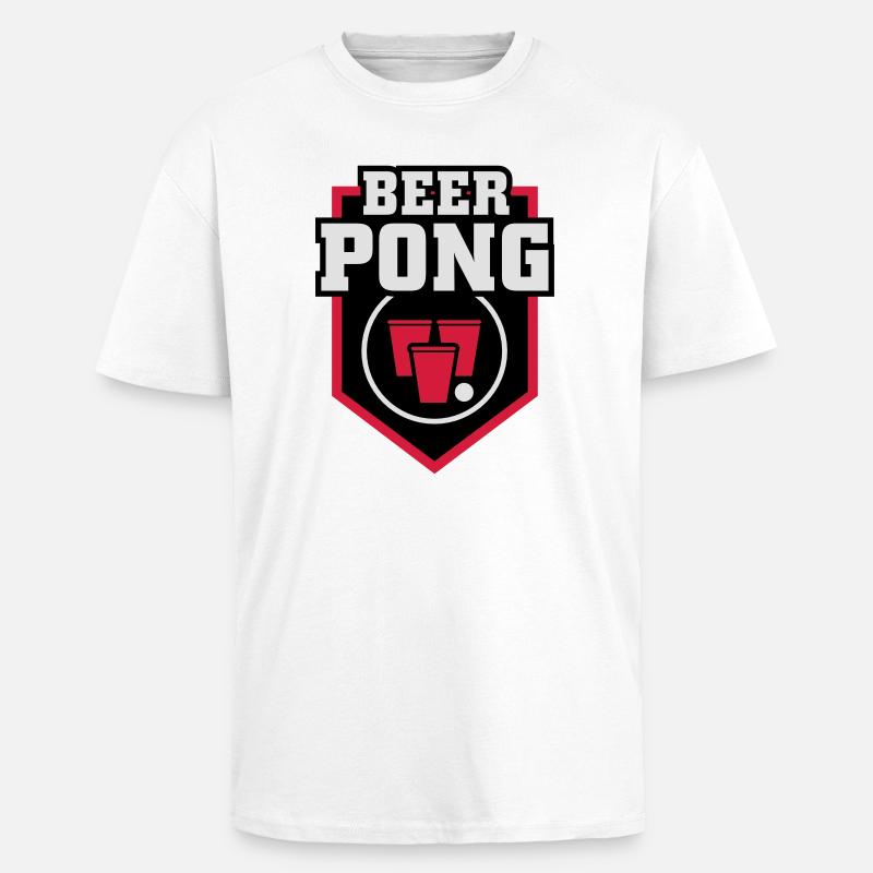 Beer Pong Patch - Oversized Heavyweight Unisex T-Shirt - Weiß