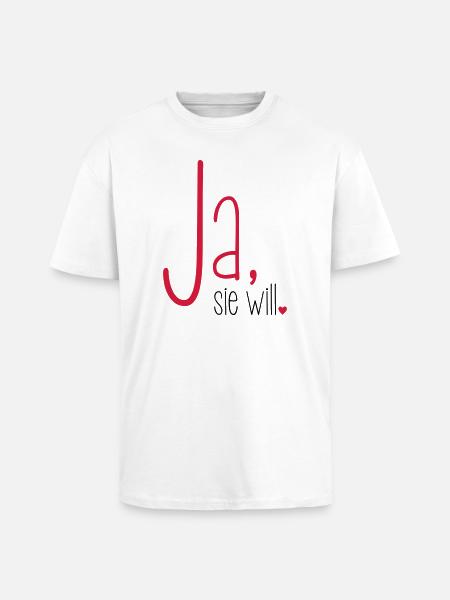 Ja sie will Junggesellin Junggesellenabschied - Oversized Heavyweight Unisex T-Shirt - Weiß