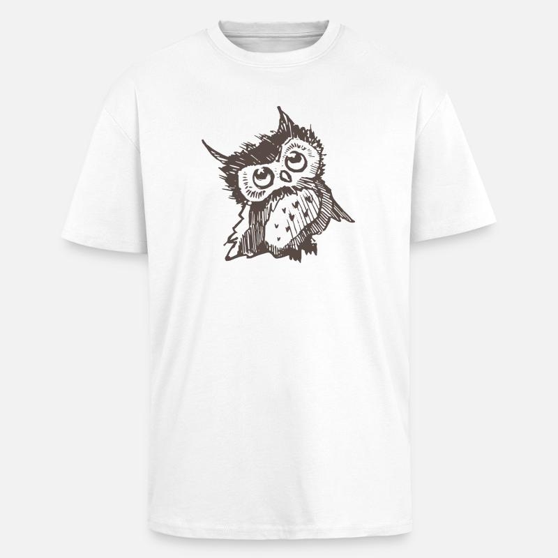 Eule - Oversized Heavyweight Unisex T-Shirt - Weiß