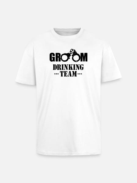GROOM drinking team bachelor party - Unisex Oversized Heavyweight T-shirt - white
