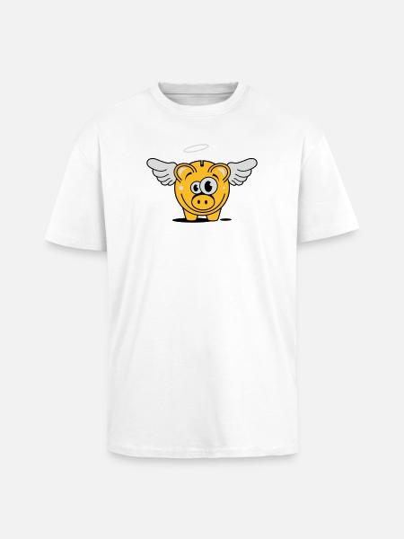 Sparschwein mit Flügel und Heiligenschein - Oversized Heavyweight Unisex T-Shirt - Weiß