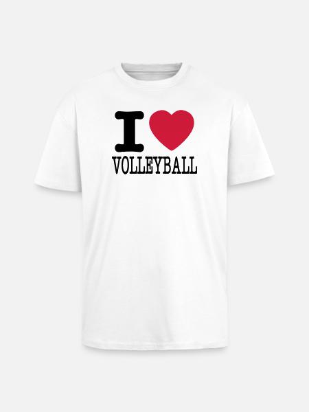 i love volleyball / ik hou van volleybal shirt - Unisex oversized T-shirt van zware kwaliteit - wit