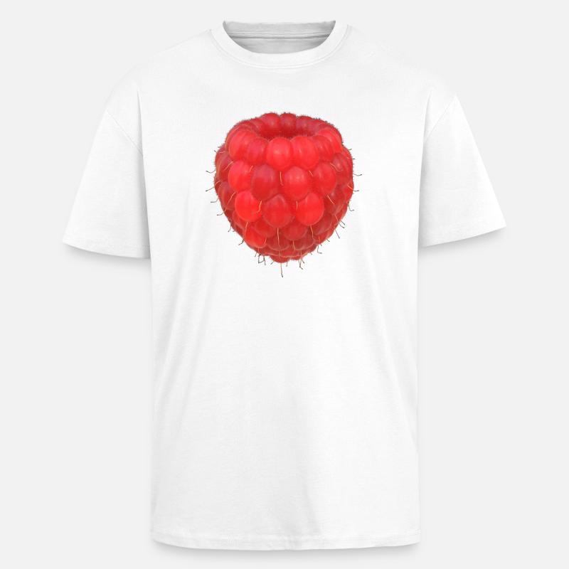 Raspberry Cluster Pattern - Unisex Oversized Heavyweight T-shirt - white