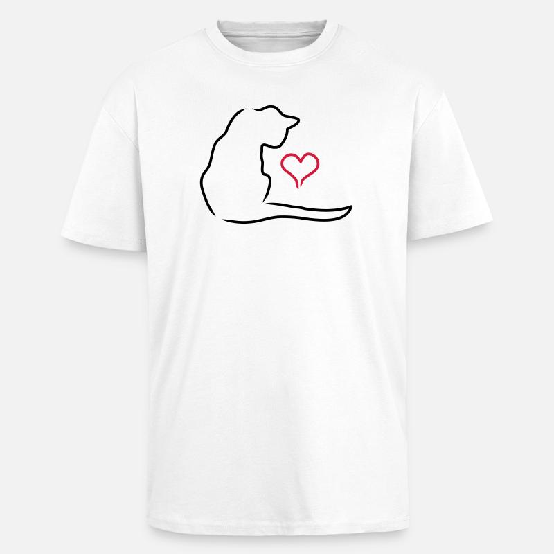 Katze - Oversized Heavyweight Unisex T-Shirt - Weiß