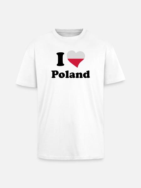 I love Poland - Unisex Oversized Heavyweight T-shirt - white