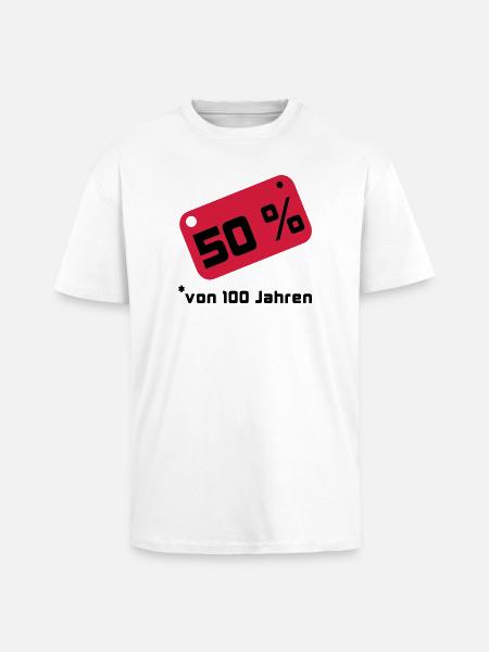 50% ... 100 years - Unisex Oversized Heavyweight T-shirt - white