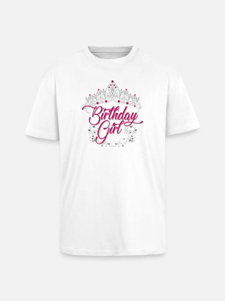 Birthday Girl Tiara Script - Unisex Oversized Heavyweight T-shirt - white