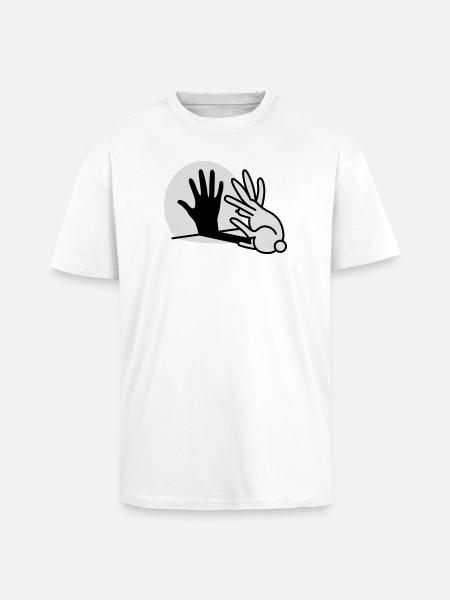 hand shadow rabbit 2 clr - Unisex Oversized Heavyweight T-shirt - white