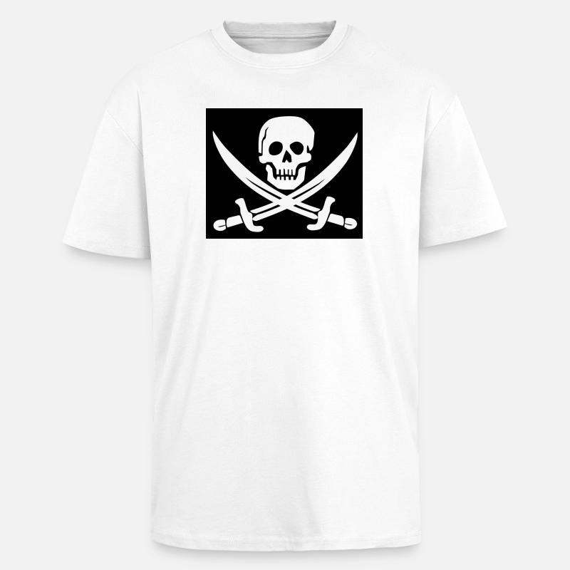 Crâne et épées Pirate Emblem - T-shirt unisexe oversize épais - blanc