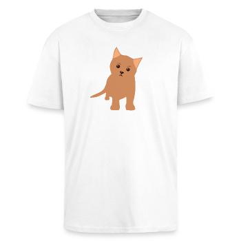 Gattino marrone - T-shirt unisex oversize pesante - bianco - Fronte - Alina (178cm) & Michal (187cm)