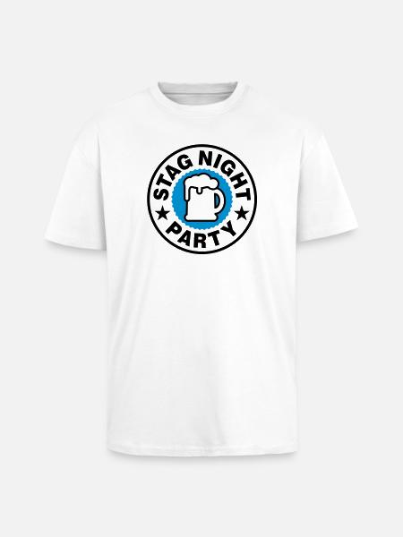 Soirée entre hommes | Timbre - T-shirt unisexe oversize épais - blanc