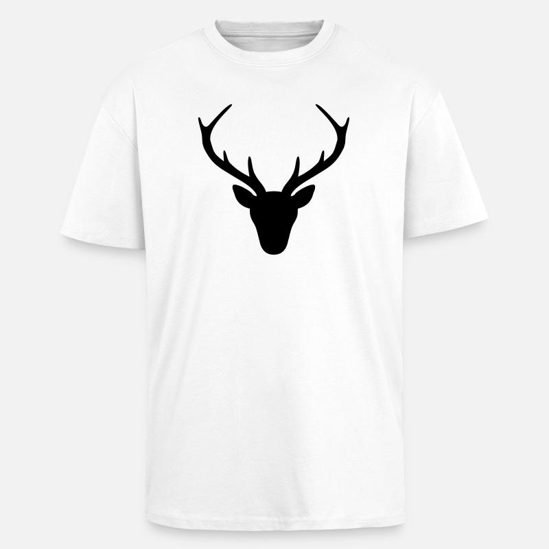 Hirsch Geweih Silhouette Jagd Jäger Geschenk - Oversized Heavyweight Unisex T-Shirt - Weiß