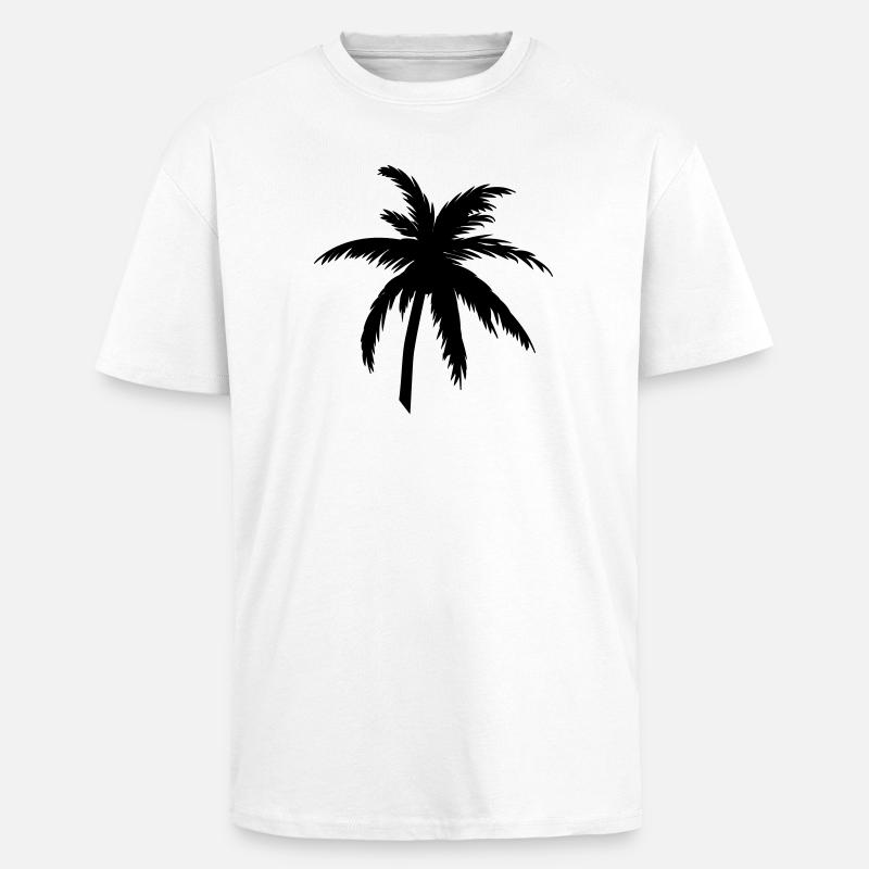 Palme Silhouette Schwarz – Tropical Style - Oversized Heavyweight Unisex T-Shirt - Weiß