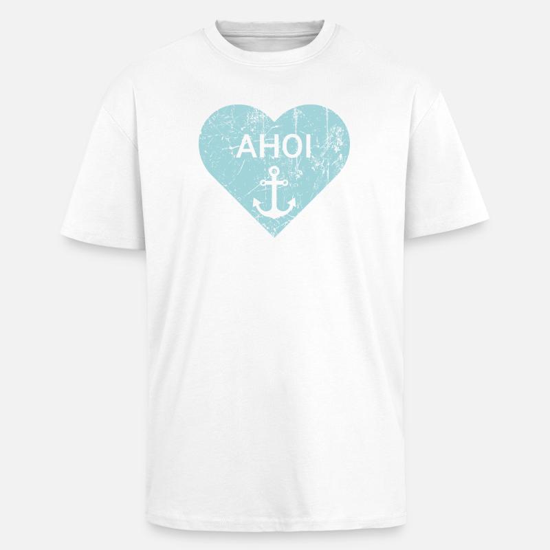Maritimes Herz - Oversized Heavyweight Unisex T-Shirt - Weiß