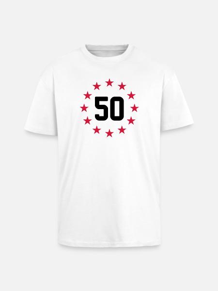 50 ans - T-shirt unisexe oversize épais - blanc