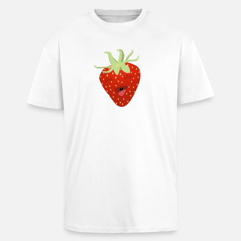 Kichernde Erdbeere Cartoon - Oversized Heavyweight Unisex T-Shirt - Weiß