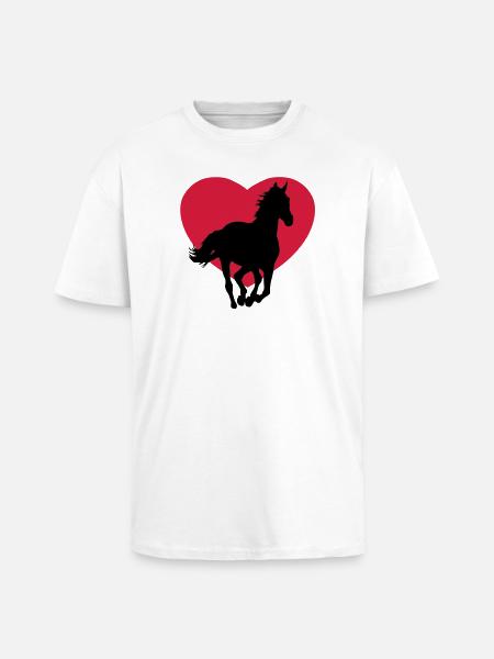 I love horses - Unisex Oversized Heavyweight T-shirt - white