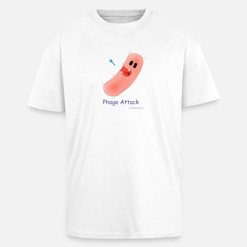 Phage Attack - Bacteria & Bacteriophage - Unisex Oversized Heavyweight T-shirt - white