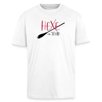 Hexe on tour - Party, Fasching, Halloween - Oversized Heavyweight Unisex T-Shirt - Weiß - Vorne - Alina (178cm) & Michal (187cm)