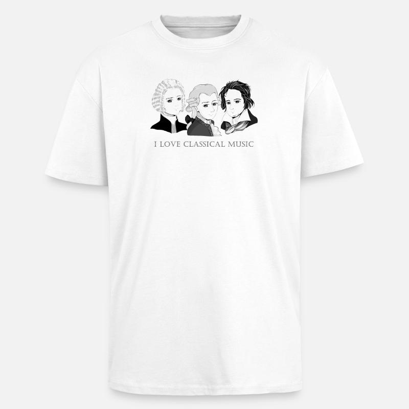 Bach - Mozart - Beethoven en chibi - T-shirt unisexe oversize épais - blanc