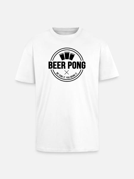 Beer Pong Logo V - Unisex Oversized Heavyweight T-shirt - white