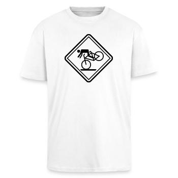humor sport - Unisex oversized T-shirt van zware kwaliteit - wit - Voor - Alina (178cm) & Michal (187cm)