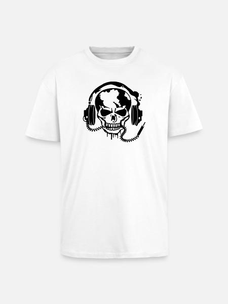 Skull with headphones - Unisex Oversized Heavyweight T-shirt - white