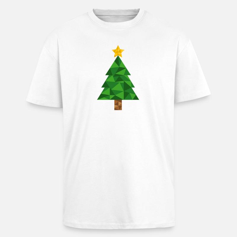 Christmas Tree Polygon Christmas Xmas Tree - Unisex Oversized Heavyweight T-shirt - white